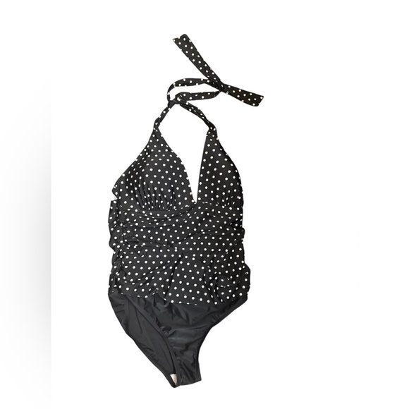 2 BAMBOO Ladies' Swimsuit Black & White Polka Dot Size XXL 14-16 Tummy Control - Picture 11 of 15